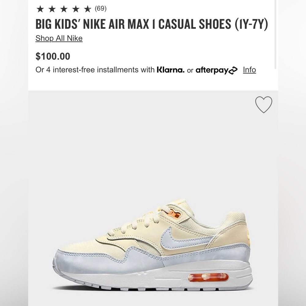 Nike air max 1 (GS) 4.5y
